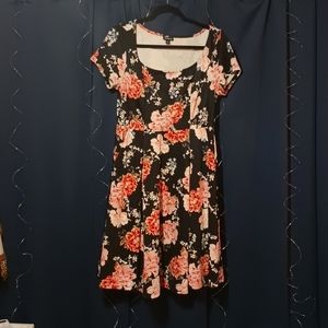 Black floral midi dress